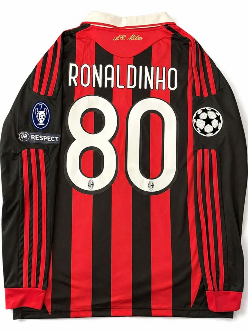 Ronaldinho #80 AC Milan Longsleeve Soccer Jersey Retro 2009 Home